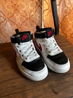 Nike Kids White, Black & Red High-Top Sneakers